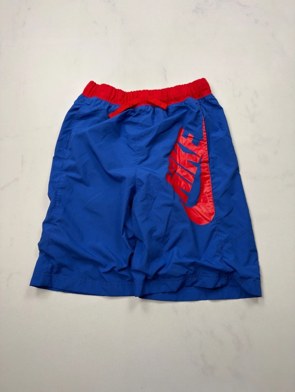 Nike Athletic Shorts Blue Red Logo Standard Fit - Boys XL